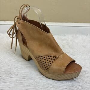 Free People Revolver Platform Open Toe Clog Tan Brown Size EU 38 US 7.5
